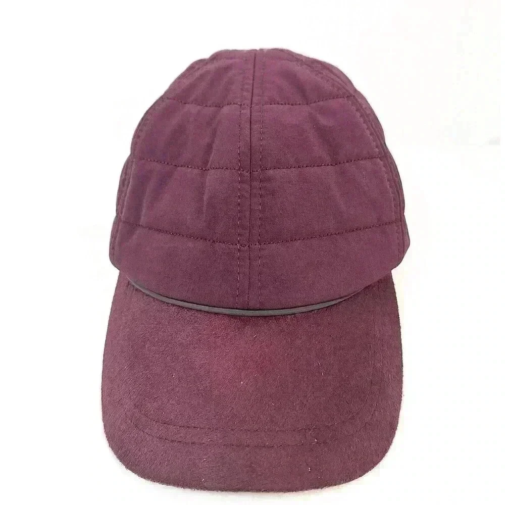 URX Burgundy Quilted Baseball Cap Faux‎ Suede Brim Adjustable Techwear Hat O/S